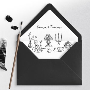 手描きの封筒ライナー テンプレート | 手描きの落書きイラスト 封筒用ライナー | 手書きの封筒ライナー |