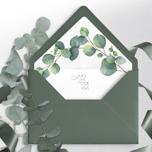 Grüner Eukalyptus Umschlag Liner Template DIY | Umschlag Liner Hochzeit | Charmanter Hochzeitsliner | CHLOE