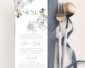 Dusty Blue Wedding Menu and Thank you Card Template | Desert Wedding Menu Card | Printable Wedding Menu | Dinner Menu Card | SKY