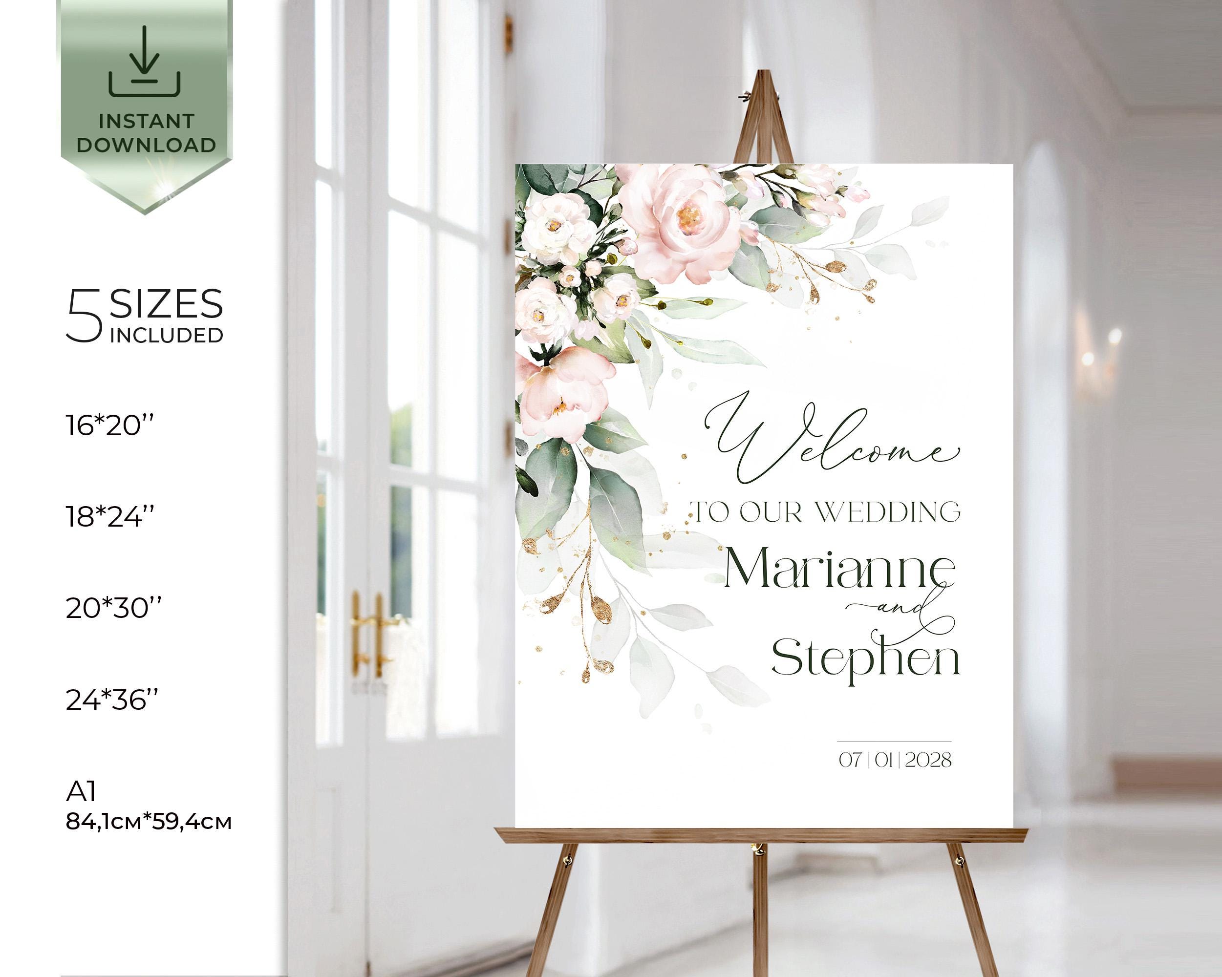 Blush Pink Floral Wedding Welcome Sign Template (printable, Editable ...