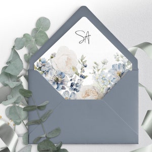 DUSTY BLUE Umschlag-Liner Vorlage | Bedruckbare weiche blaue Zwischenlage für Umschlag | Modernes blaues Hochzeitsdesign | HIMMEL | LE100