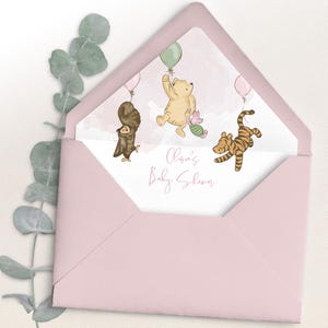 Winnie the Pooh Babyparty Umschlag Liner Vorlage | Rosa Baby Shower Liner DIY Liner Blush Pink Baby Shower Party Umschlag Liner Luftballons