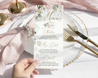 Blush Pink Floral Wedding Menu Template (Printable) ROSIE LE350