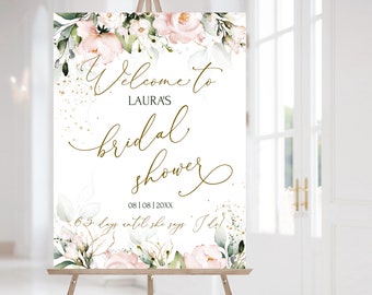 Bridal Shower Welcome Sign Template, Editable Blush Pink Bridal Shower Welcome Sign Download , Printable Bridal Shower Welcome Poster, ROSIE