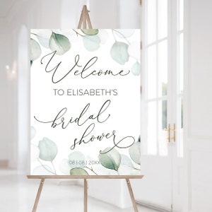 Eucalyptus Bridal Shower Welcome Sign Template, Printable Greenery Shower Welcome Poster, Eucalyptus Bridal Shower Welcome Board | CHLOE