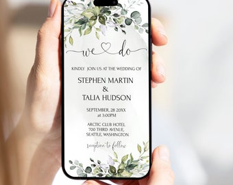 Greenery Wedding Invitation Template: Electronic Eucalyptus Invite (Digital Download)
