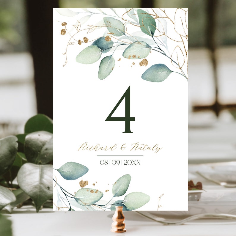 Sage Green Table Numbers