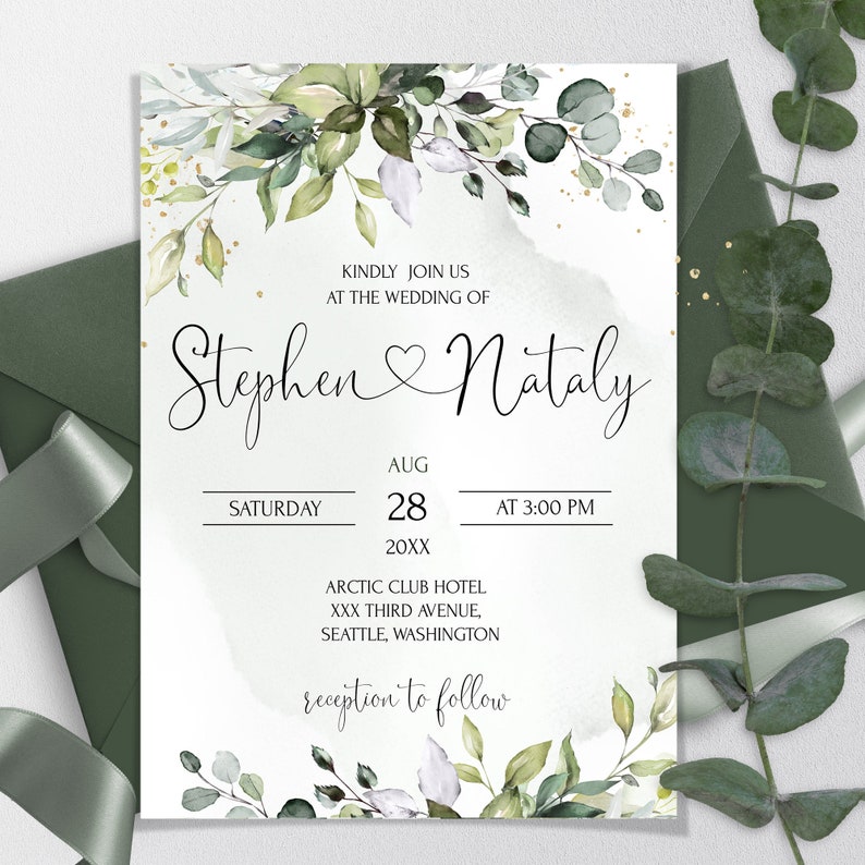 Greenery Einladung zur Hochzeit