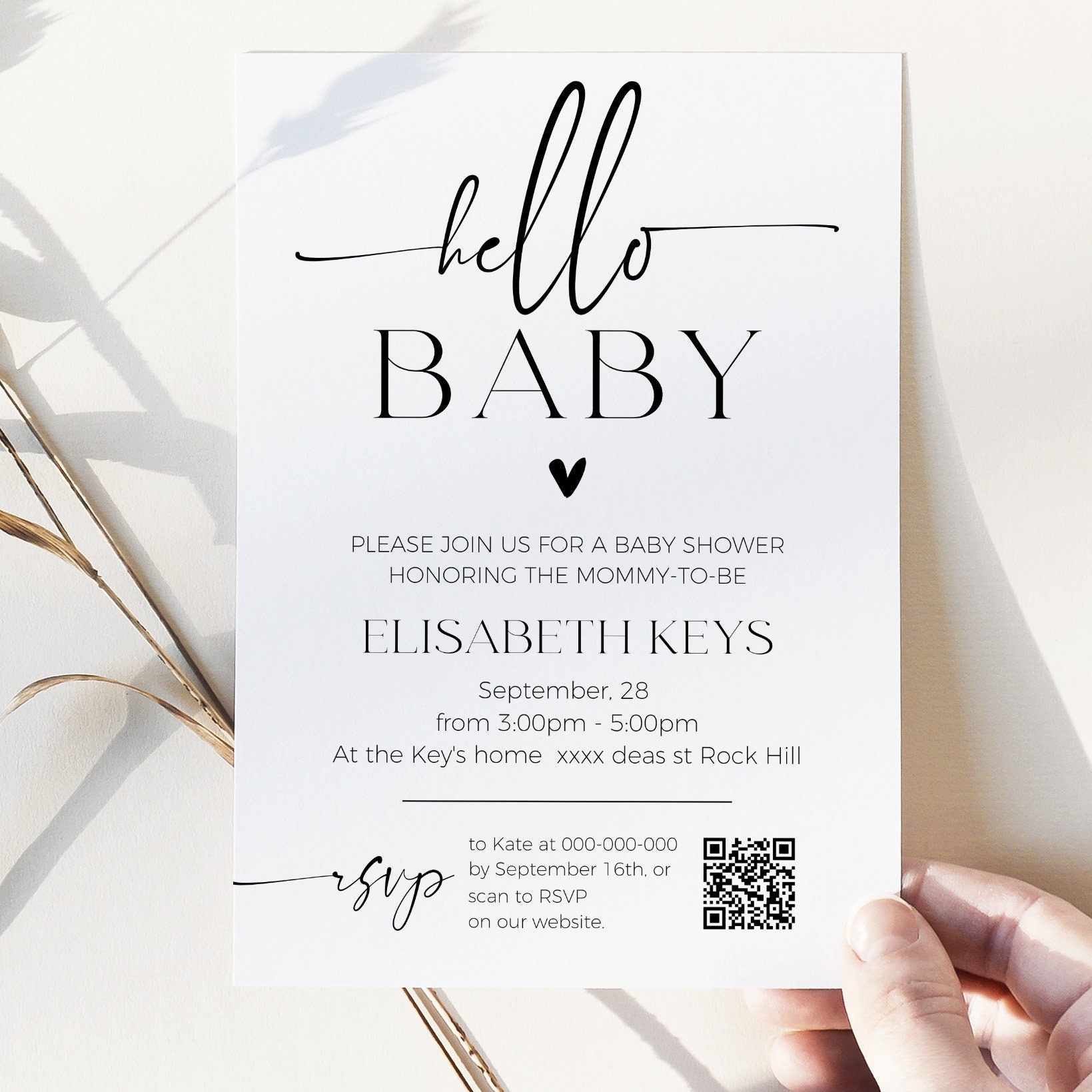 MINIMALIST Baby Shower Invitation and Rsvp Template - Etsy