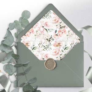 BLUSH PINK Umschlag-Vorlage | Druckbare Rosa Hochzeit Liner | Moderne Hochzeit Liner | Benutzerdefinierte Umschlag Liner | ROSIE LE350