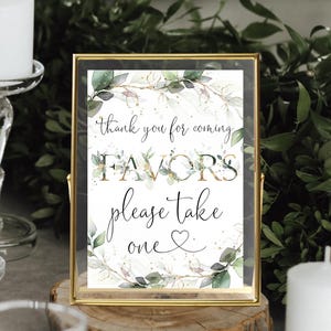 Sage Favors Digital Sign Printable Greenery Gold  Favors Sign | Eucalyptus Wedding Favors Poster | Please take one | ROYALTY LE410
