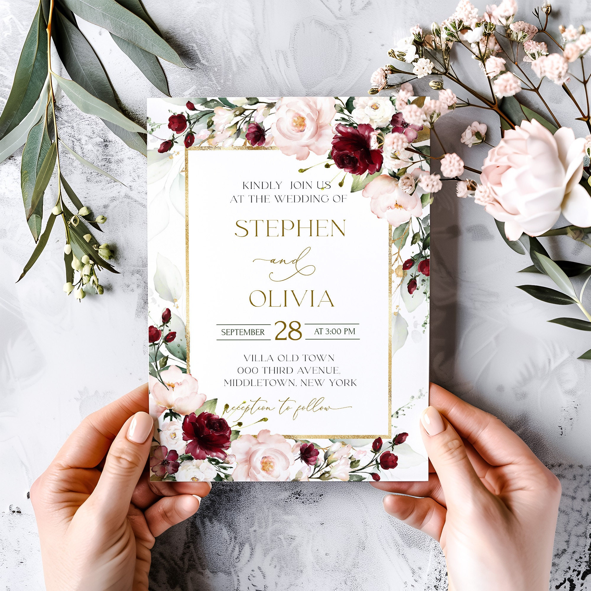 Red Rose And Wedding Invitations - UK - View #2