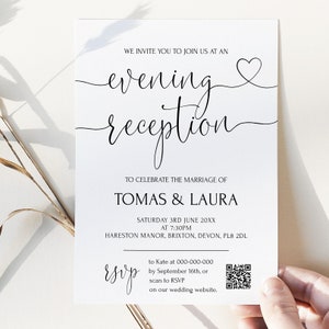 Evening Reception Wedding Invitation Template, Printable Minimalist Evening Reception Guest, Editable Wedding invite
