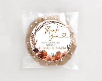 Fall Wedding Favor Tag Template: Wildflower Thank You (Digital Download)