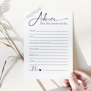 MINIMALISTISCH advies voor de aanstaande moeder kaartsjabloon | Rustieke bewerkbare babyshoweradvieskaart | Afdrukbare advieskaart
