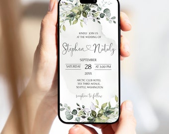 Eucalyptus Greenery Wedding Invitation Template: Editable Digital Invite