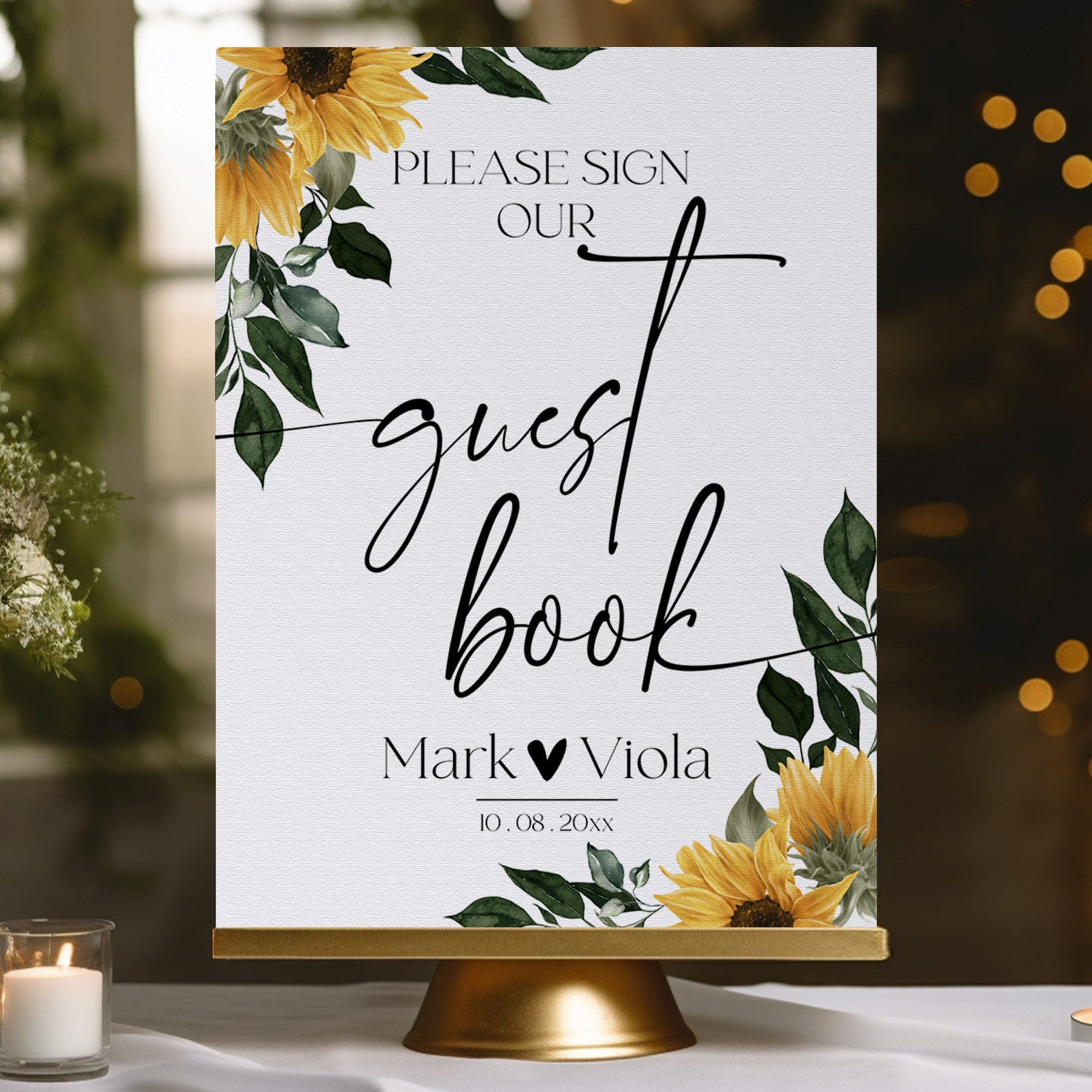 SUNFLOWER Guest Book Sign Template Printable Wedding Guest Book Sign