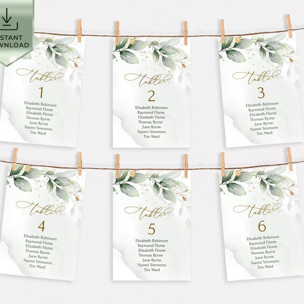 Table Seating Chart Card Template | DIY Sage Green Wedding | Printable Wedding Seating Plan card | GRACE
