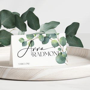 Modello di segnaposto per matrimonio in eucalipto, segnaposto per matrimonio in verde stampabile, segnaposto modificabili per matrimonio / segnaposto Avery / segnaposto / CHLOE