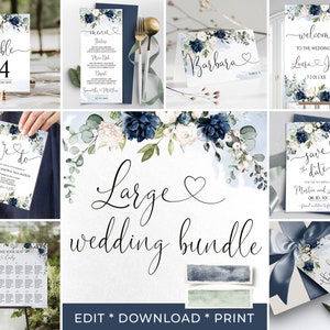 Royal Blue Wedding Invitation MEGA Bundle Template | Editable Printable Royal Blue Wedding invites Suite | Invitation Set OTTO LE300