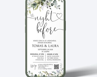 Greenery Rehearsal Dinner Mobile Invite: Eucalyptus (Digital Invitation)