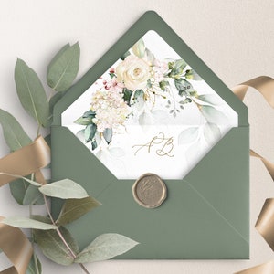 CREME & Gold Umschlag-Liner Vorlage | Ivory Hochzeit Liner | Beige Rose Hochzeit Liner DIY | Floral Liner MIA | LE150