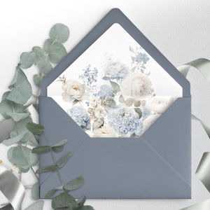 BLAUE Hochzeit Liner Vorlage, druckbare Blue Rose Liner für Umschlag, modernes blaues Hochzeitsdesign, blaues Umschlag Liner SKY | LE100
