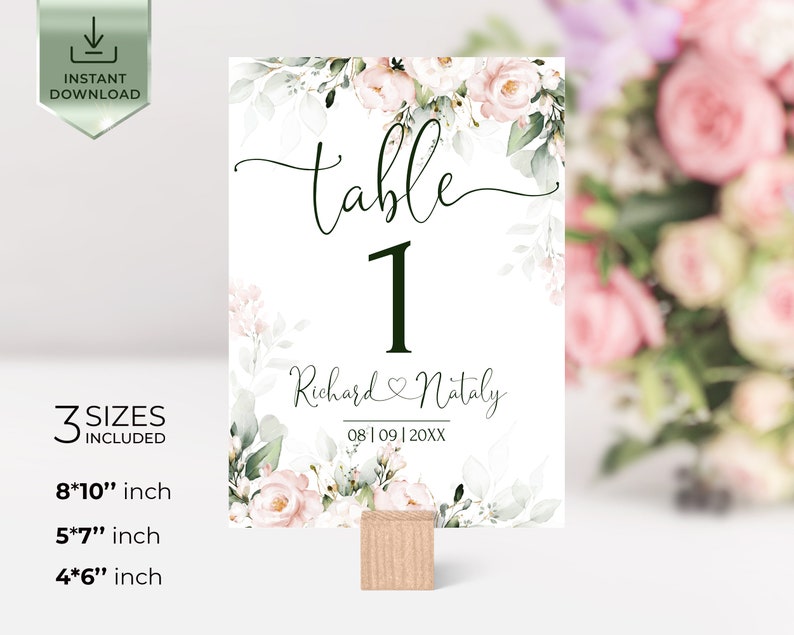 ROSE Table Numbers Template Printable Blus Pink Wedding - Etsy