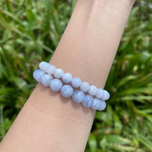 Genuine Blue Lace Agate Bracelet, Gemstone Bracelet for Men and Women, Stretchy Crystal Bracelet, Gift for Her, 6mm, 8mm, 10mm