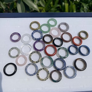 Natürlicher Edelstein-Bandring, massiver Bandring, Edelsteinring, Kristallring für Männer und Frauen, Schmuck DIY, Geschenk für Sie Bild 8