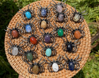 Gemstone Spider Pendant, Crystal Spider Breastpin, Spider Pendant Necklace, Crystal Pendant, Gift for Her, Crystal Necklace