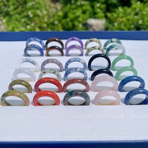 Natürlicher Edelstein Bandring, solider Bandring, Edelsteinring, Kristallring für Männer und Frauen, Schmuck DIY, Geschenk für sie