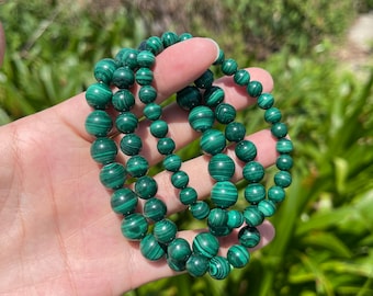 Genuine Malachite Bracelet, Stretchy Crystal Bracelet, Gemstone Bracelet, Bracelet For Men and Women, Healing Crystal