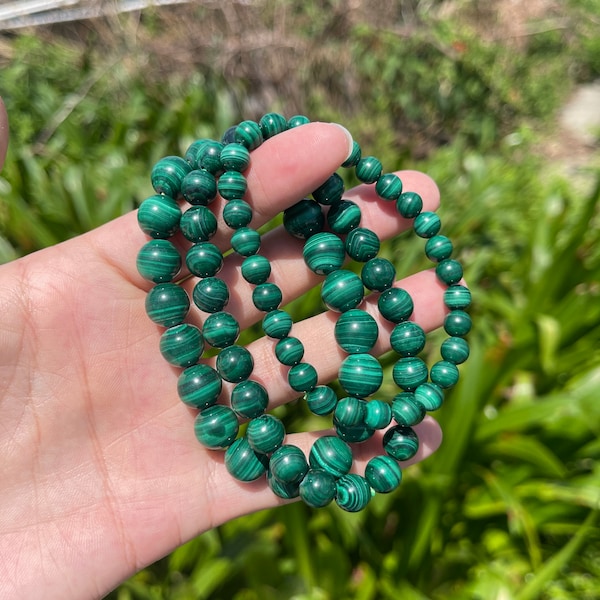 Genuine Malachite Bracelet, Stretchy Crystal Bracelet, Gemstone Bracelet, Bracelet For Men and Women, Healing Crystal