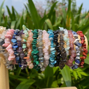 Crystal Chip Beads Bracelets, Genuine Chip Bracelets, Stretchy Bracelets for Women Girls, For Her Gift, Healing Crystal