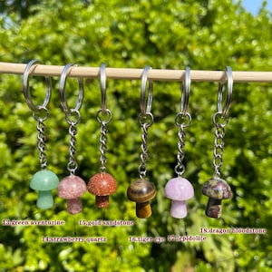 Crystal Mushroom Keychain, Mushroom Decor, Crystal Keychain. Gift for Her, Healing Crystal image 4