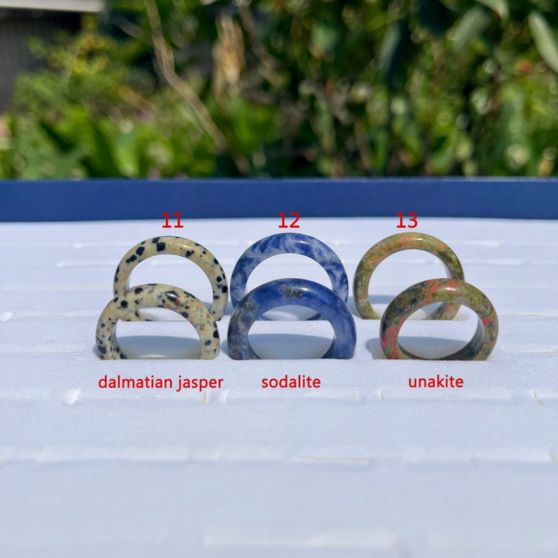 Natürlicher Edelstein-Bandring, massiver Bandring, Edelsteinring, Kristallring für Männer und Frauen, Schmuck DIY, Geschenk für Sie Bild 6