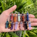 Gemstone Point Necklace, Crystal Point Pendant Necklace, Crystal Necklace, Healing Crystal, Gift for Women, Girls, Rose Quartz