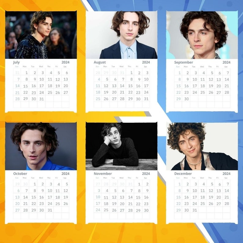 Timothée Chalamet Calendar 2024 VOL 1 Etsy