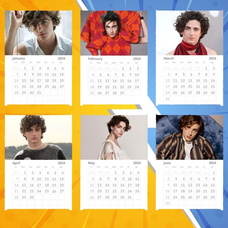 Timothée Chalamet Calendar 2024 VOL 2 Etsy