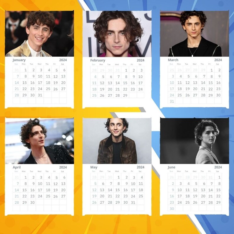 Timothée Chalamet Calendar 2024 VOL 1 Etsy