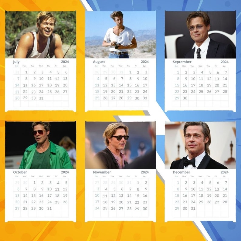 Brad Pitt Calendar 2024 VOL 1 Etsy