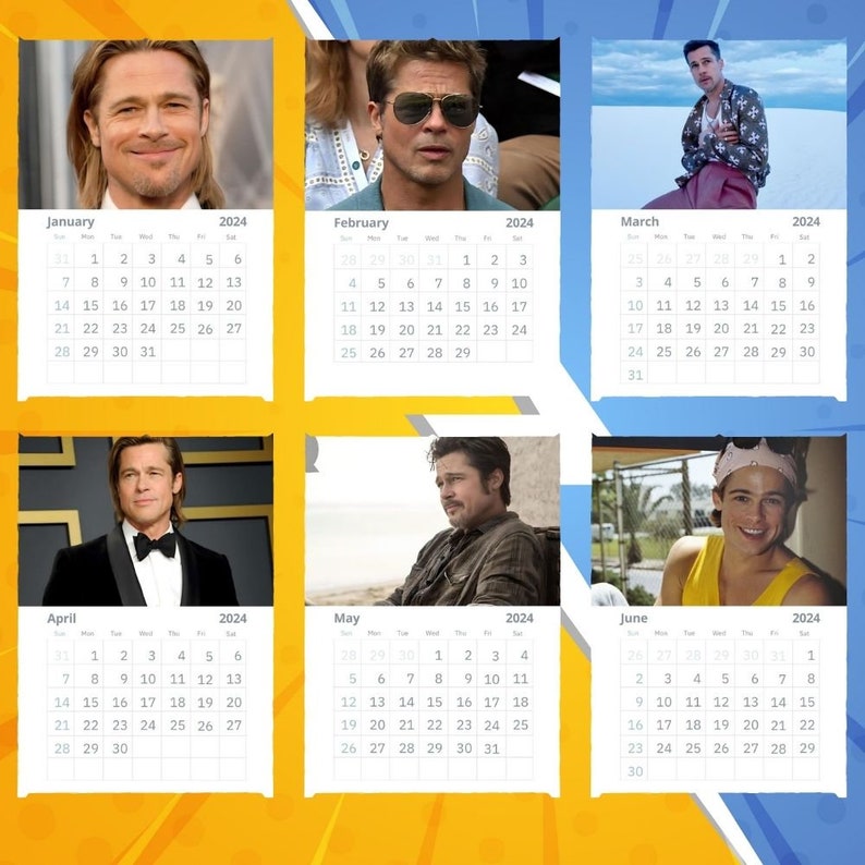 Brad Pitt Calendar 2025 VOL 1 Etsy