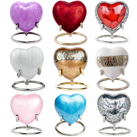 Urna A Forma Di Cuore Royal Rapture – Per Ceneri Di Adulti, Bambini O Animali, Bianco Perla Con Supporto