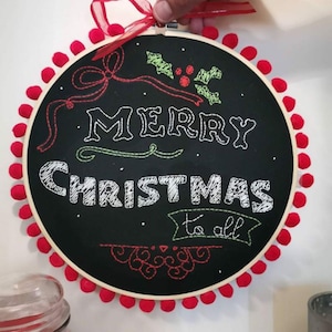 Handmade Christmas Embroidery Wall Hanging Artwork