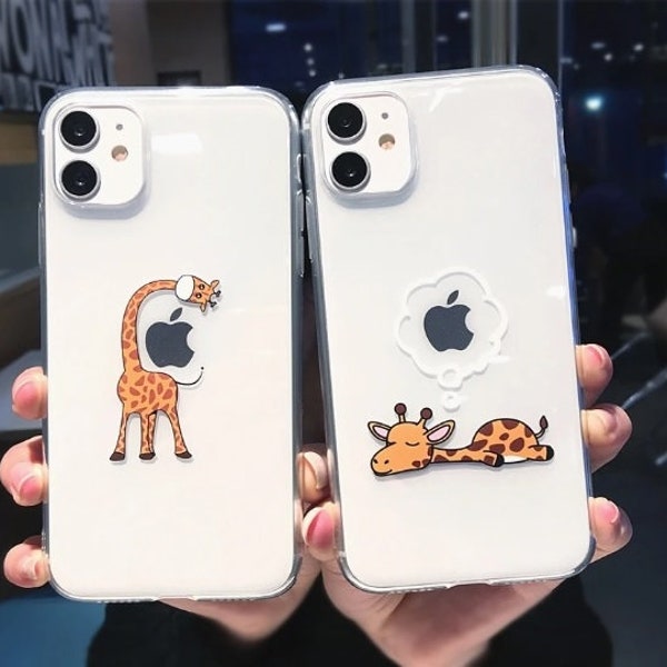 Handy Hülle Tier Hund Katze Giraffe Schutzhülle iPhone X XR XS 11 12 13 14 15 Pro Max Case Cute Tasche niedlich