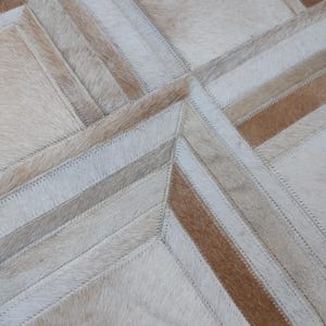 Handmade Leather Carpet – Genuine Patchwork Rug | Natural Cowhide Leather | Boho Rustic Home Decor | Custom Sizes Available | Artisan-Made