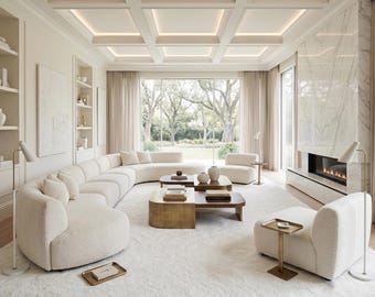Alfombra de seda tejida a mano, alfombra blanca de lujo, alfombra minimalista moderna, alfombra suave y mullida, decoración de sala de estar a medida