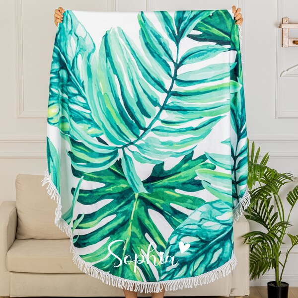 Round Peacock Beach Towel main image 1