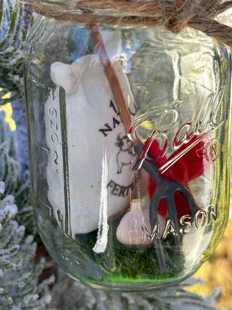 Miniature Ball Glass Mason Jar Gardening Ornament, Garden Accessory